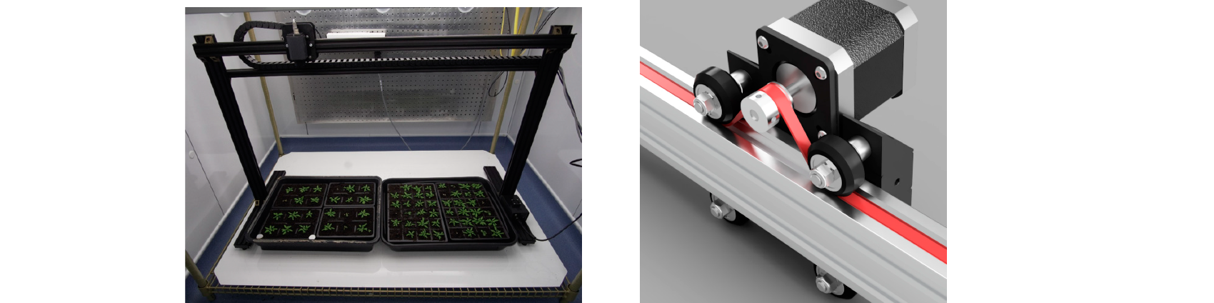 The Thermal Imager is a simple linear robot designed to position a thermal camera (FLIR A35 (60 Hz)) over the canopies of plants grown in trays or pots on a standard controlled environment room shelf Stuart Bagley